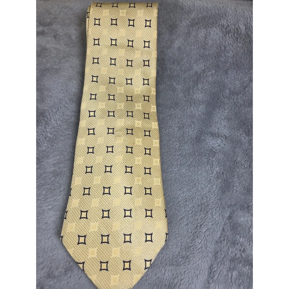 Retro Ruffini Men's‎ Neck Tie Yellow Geometric Classy Sexy Silk 3.75/60